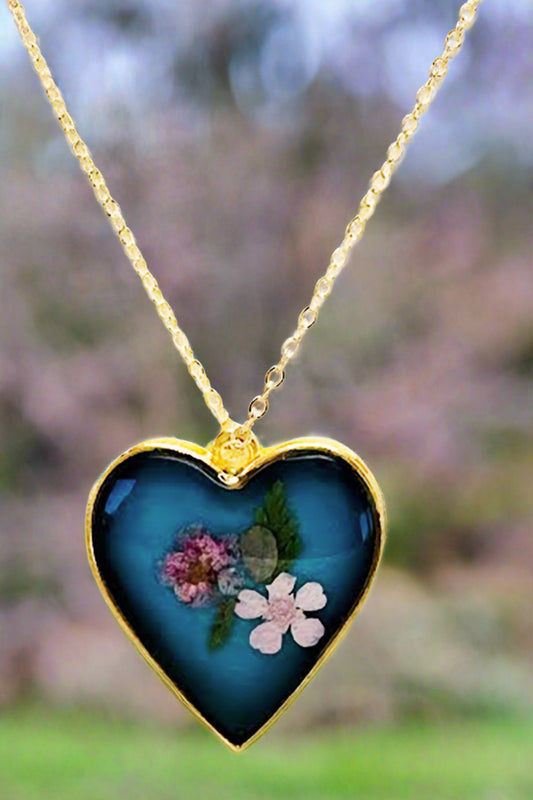 Blue Heart with "Forget Me Not" Flowers