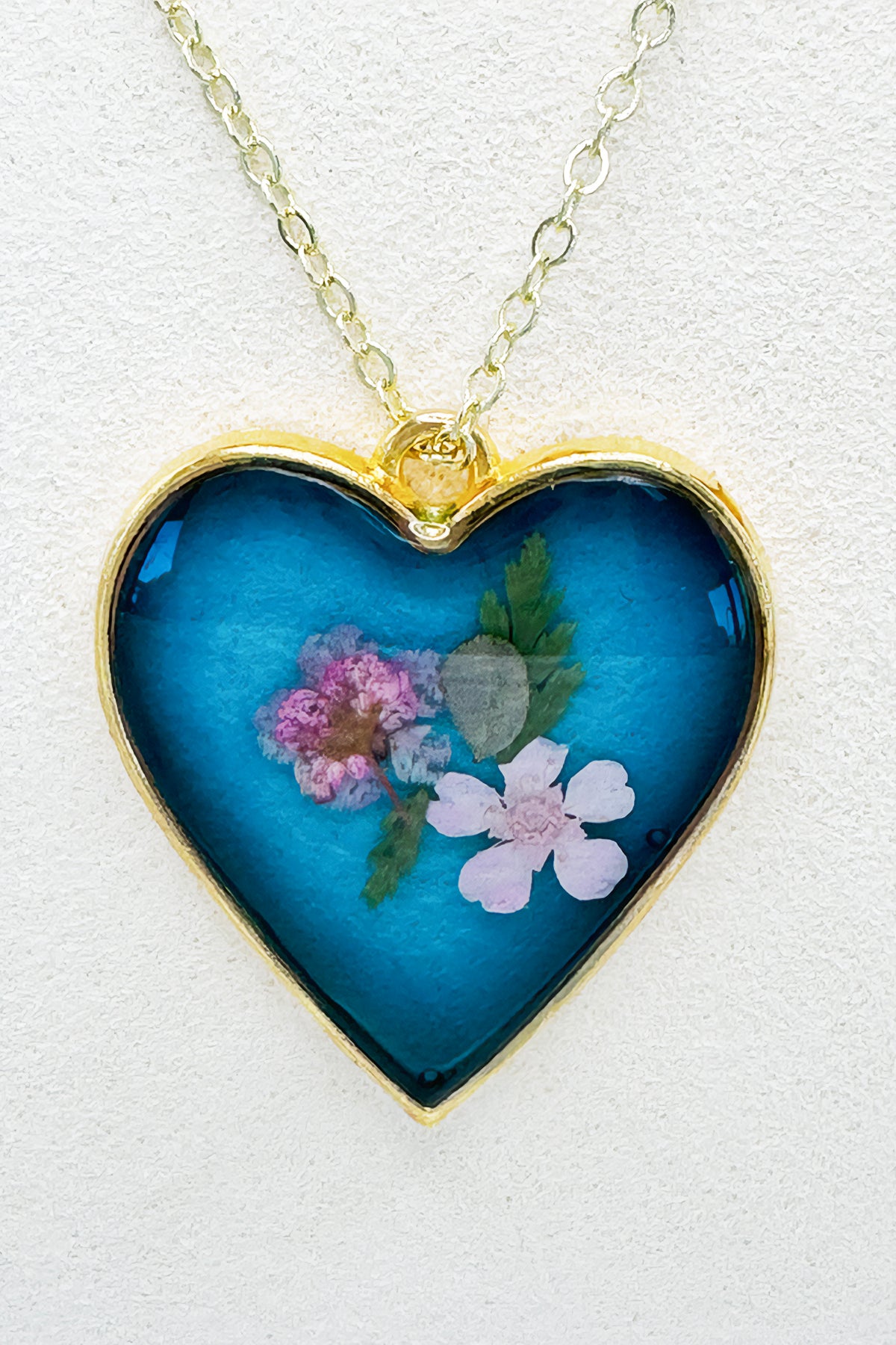 Blue Heart with "Forget Me Not" Flowers