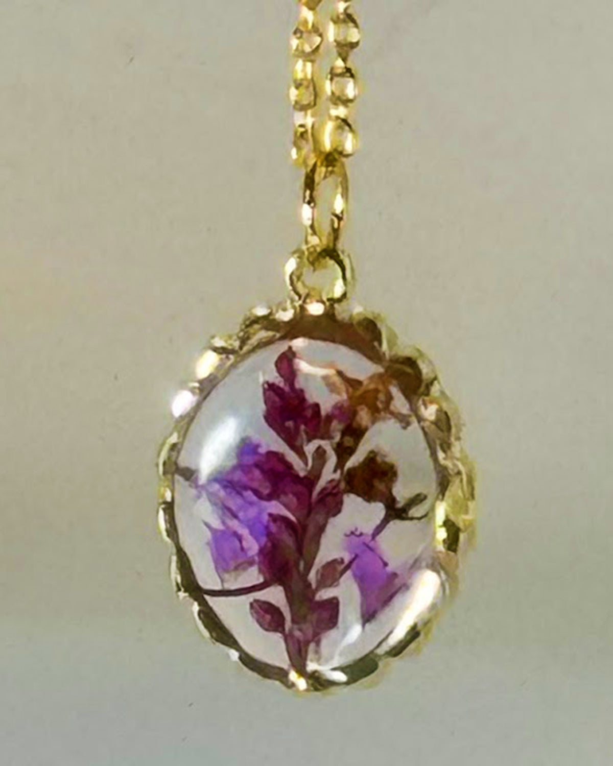 Lovely Lavender Pendant in Clear Resin