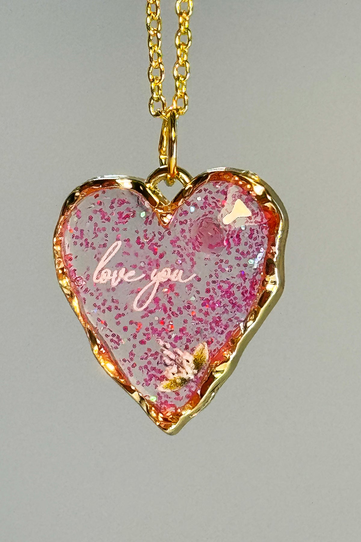 Pink Sparkles "love you" Pendant