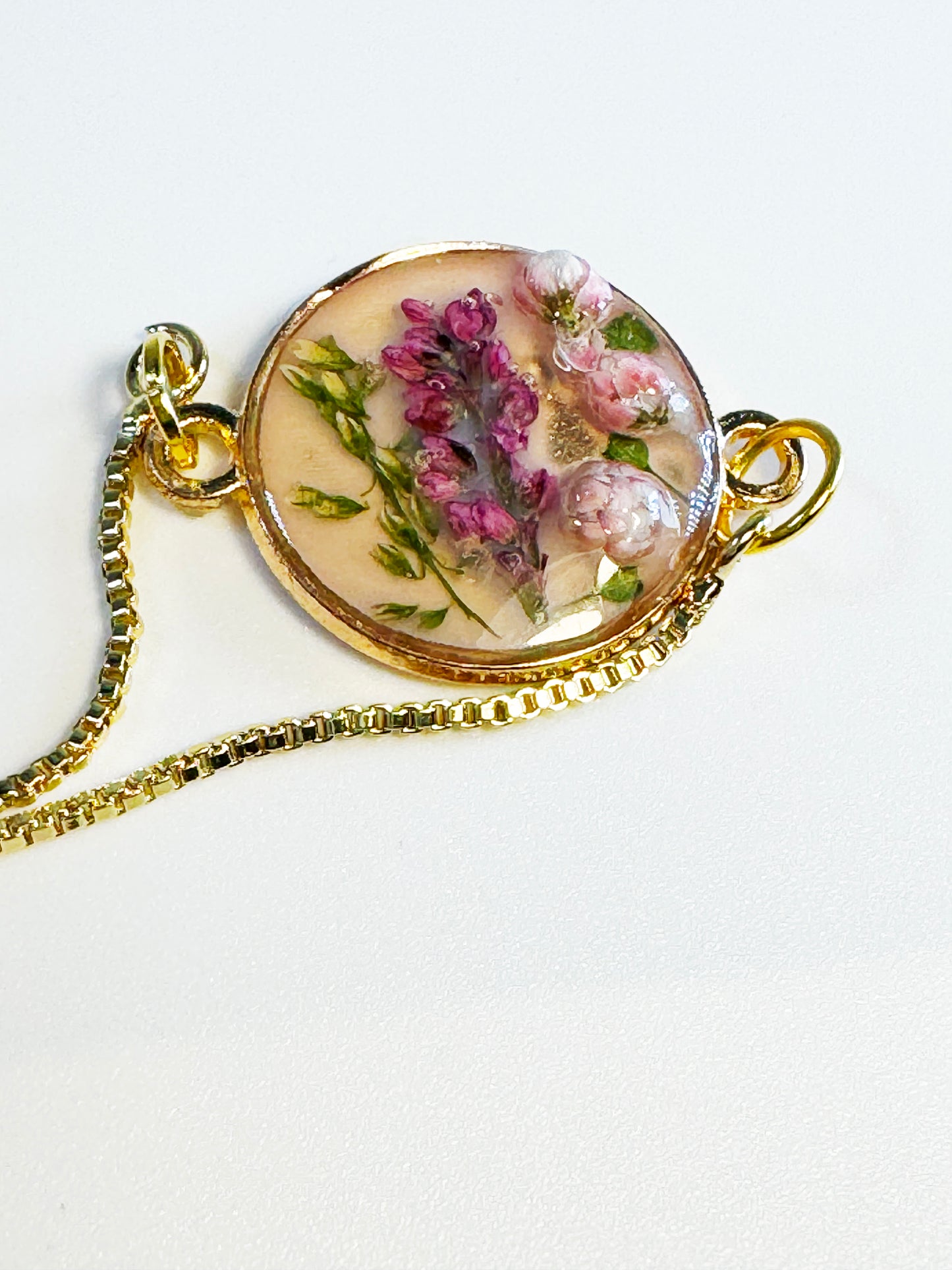 Gold Bracelet with Flowers in Bolo Style Bracelet or Anklet