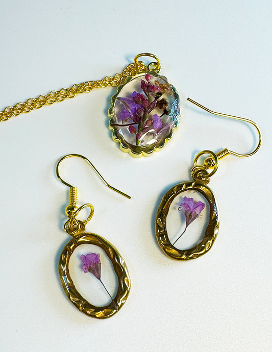 Lavender Earring and Pendant Set
