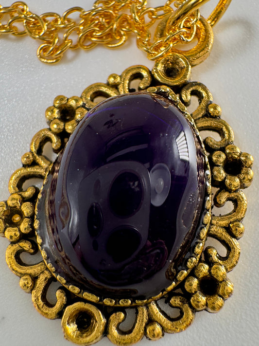 Deep Purple Pendant in Antique Gold