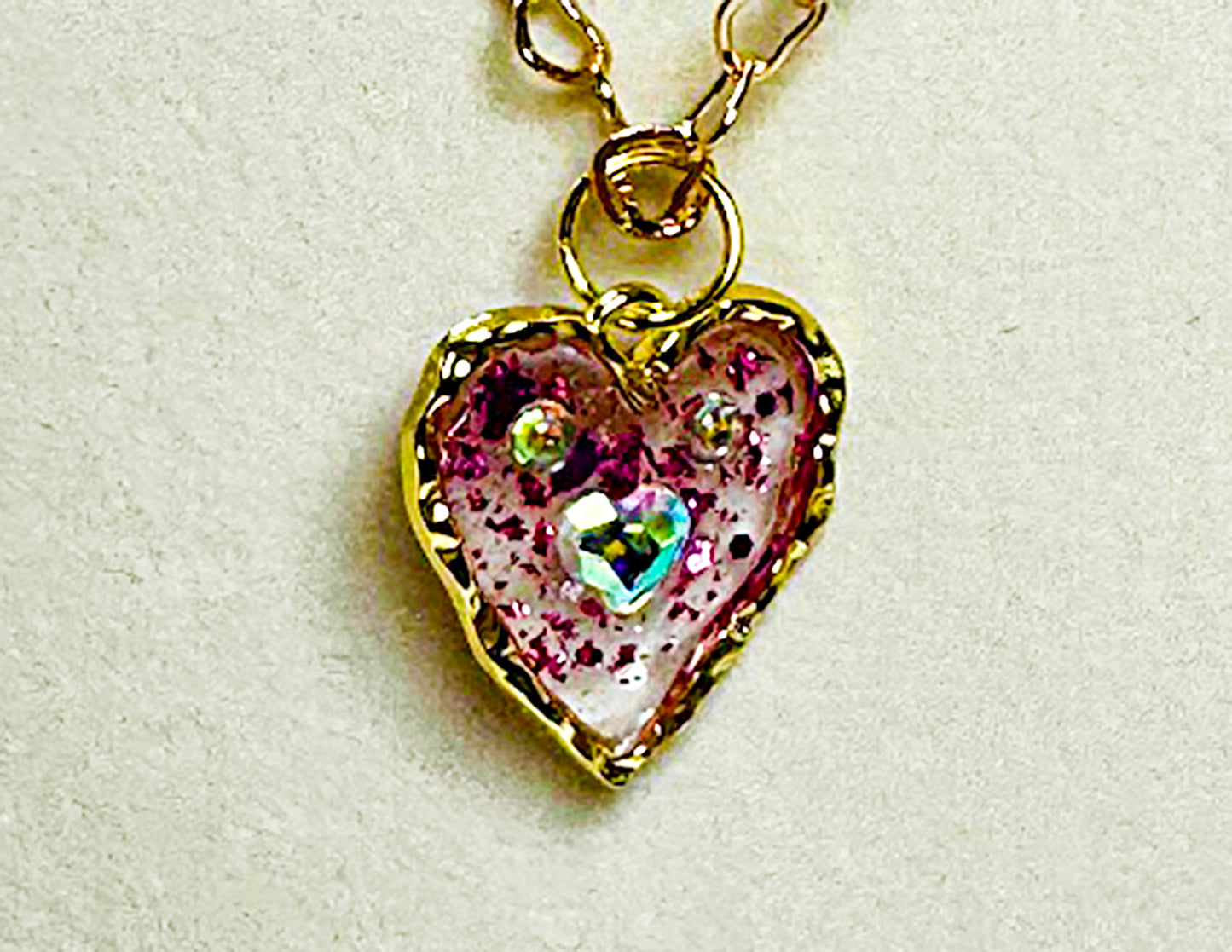 Dainty Gold Heart with Tiny Flowers