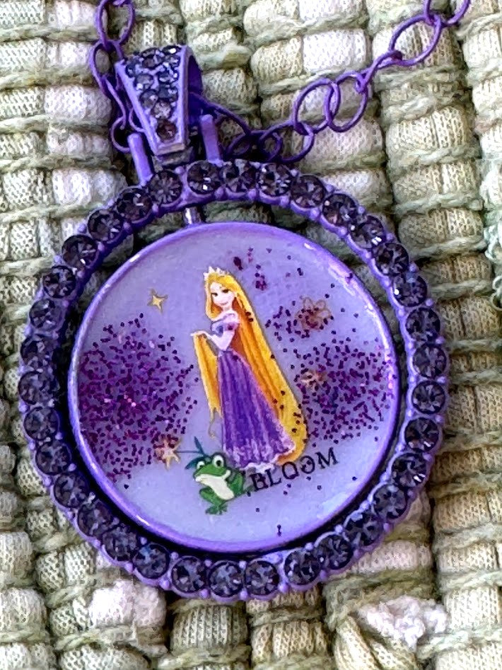 Colorful Photo Pendant twists in middle to a Disney Princess. Custom Product