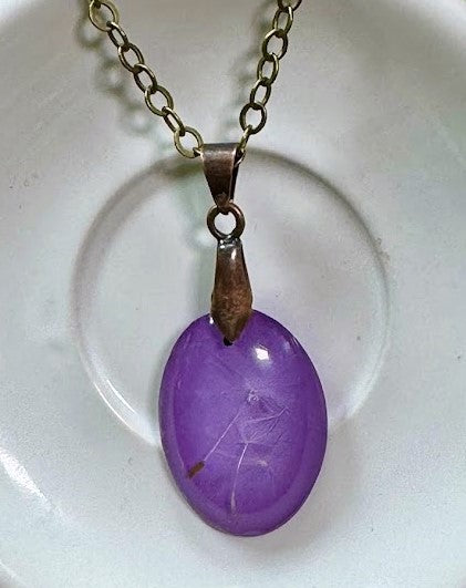 Lavender Wish Necklace with Real Dandelion Wishes