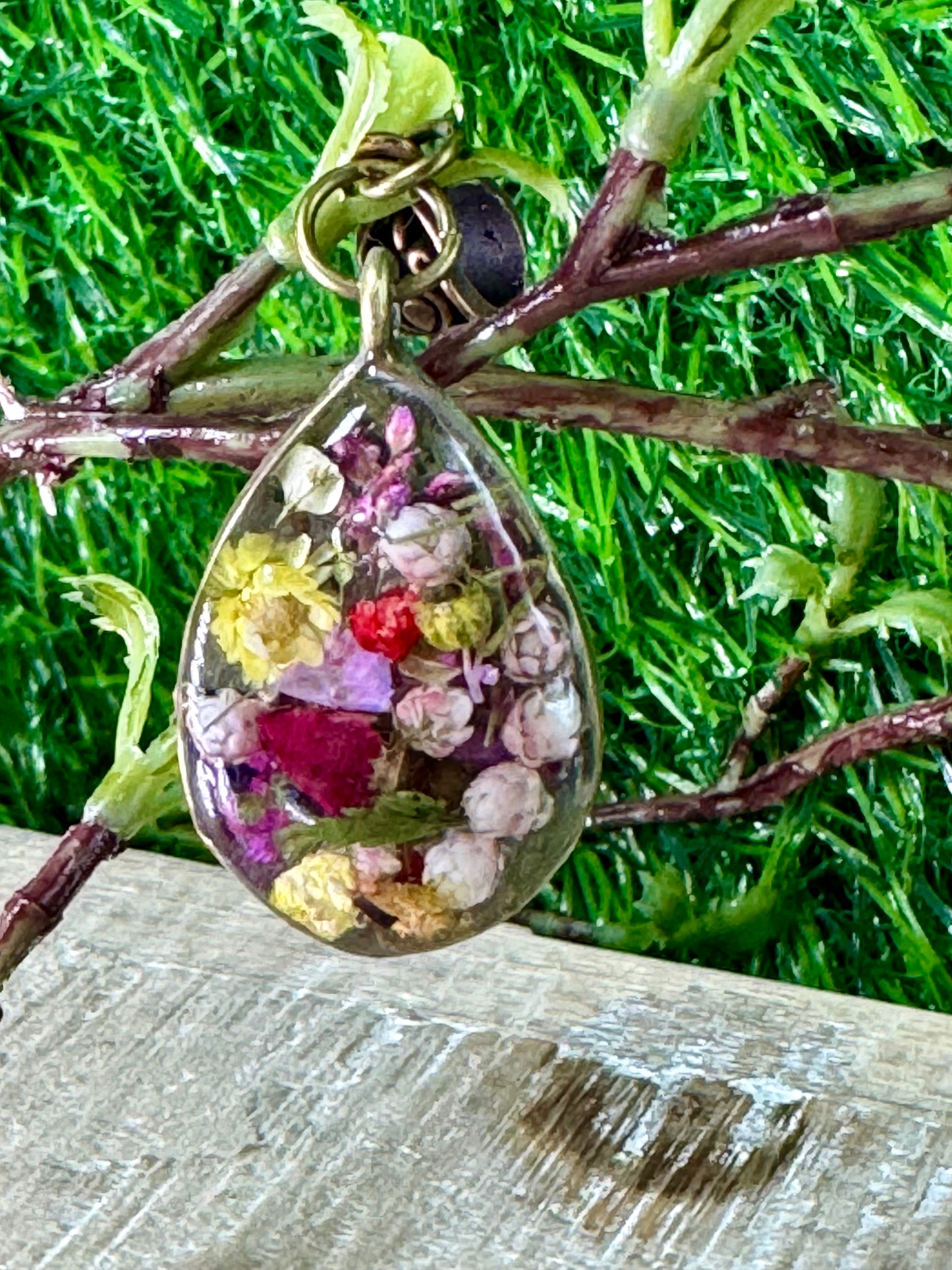 Garden Filled Teardrop Pendant