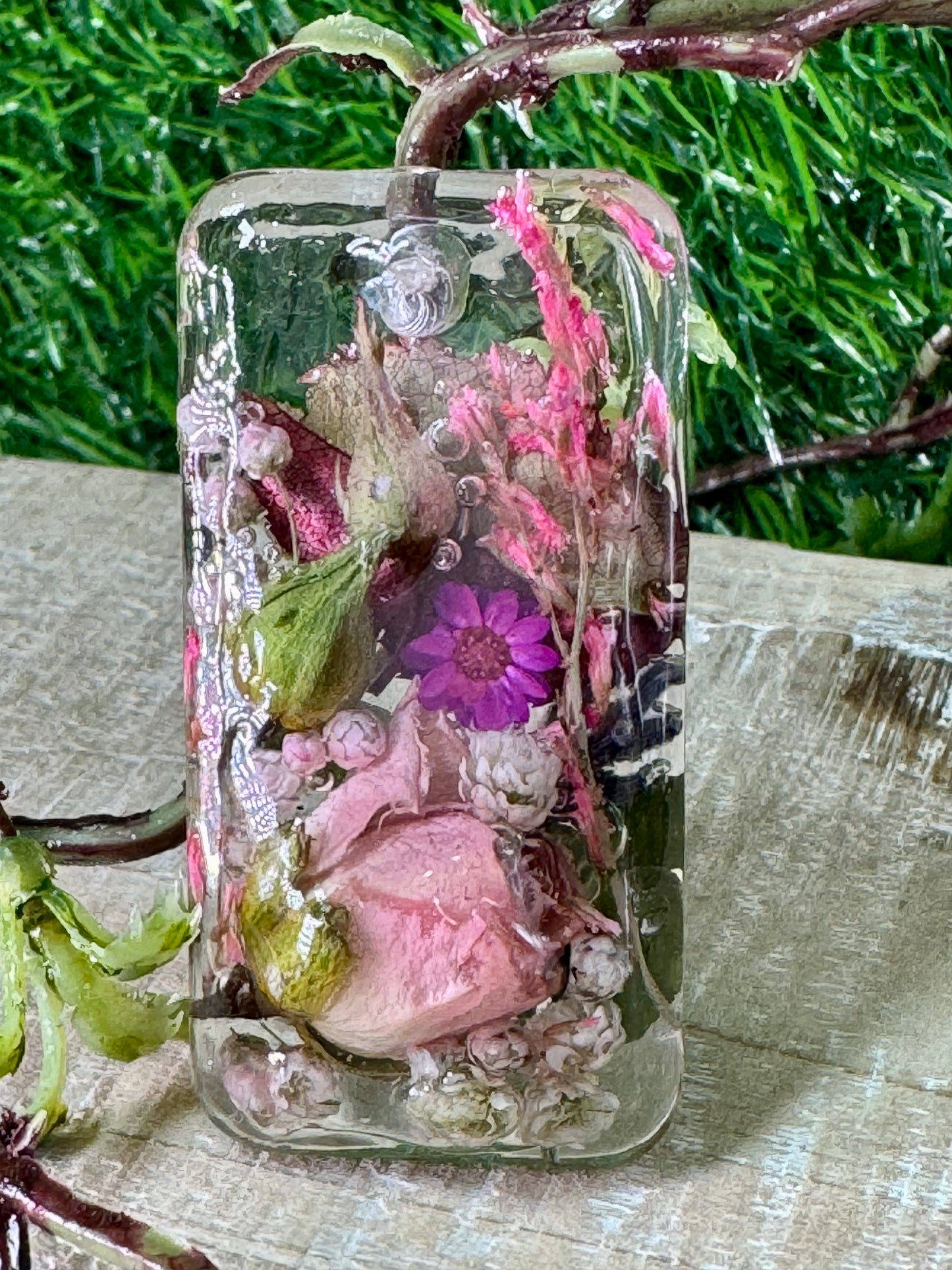 Garden Filled Rectangle Pendant