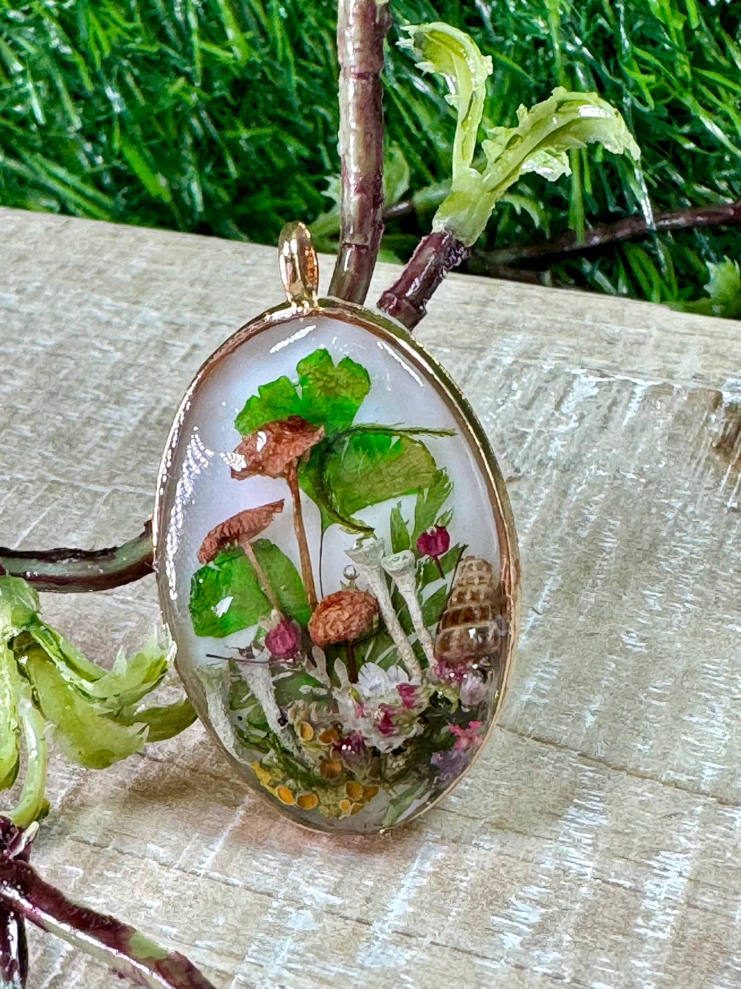 Mushroom and Forest Pendant