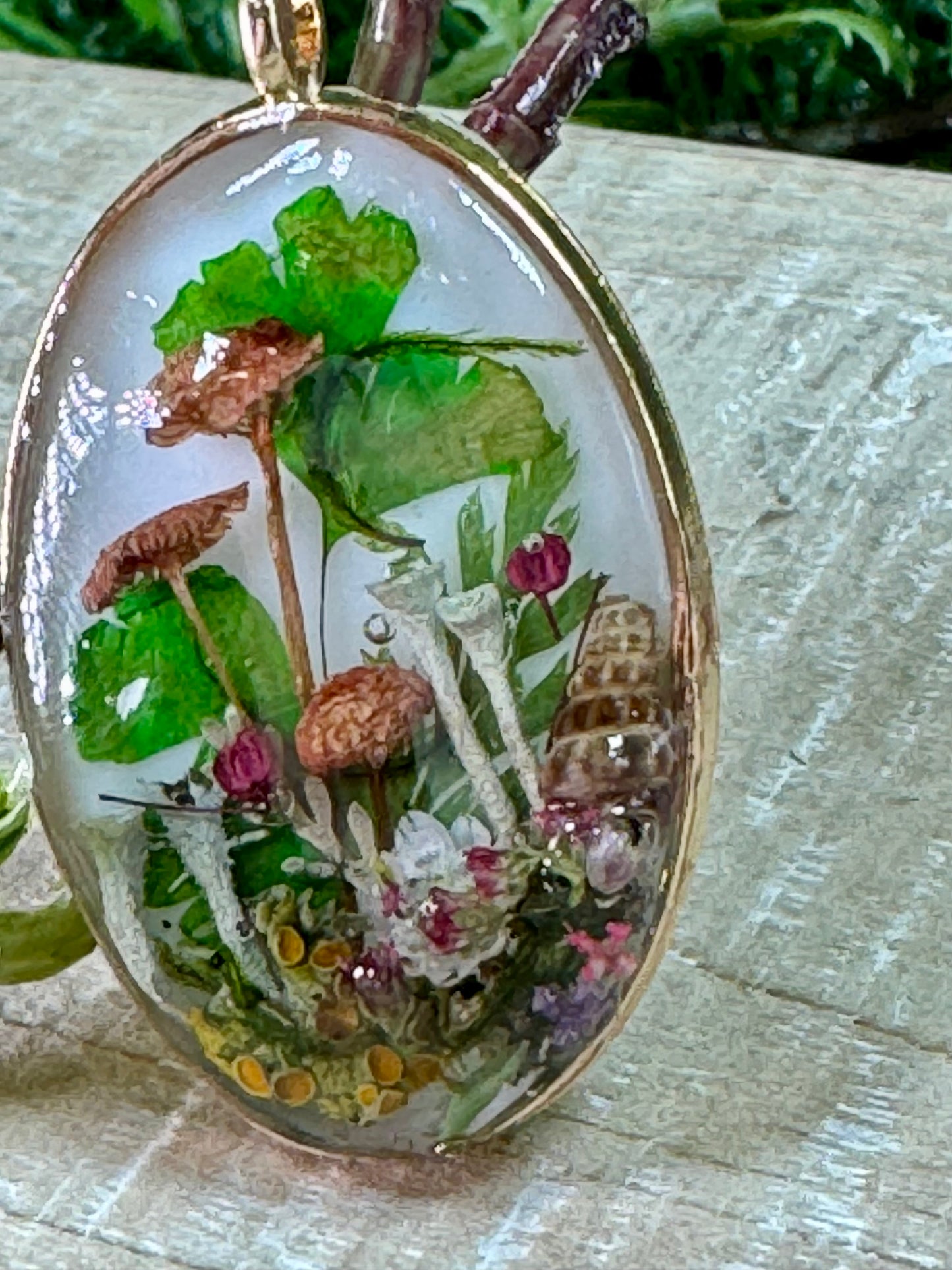 Mushroom and Forest Pendant