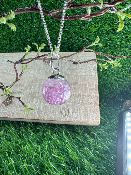 Glass Bauble with Pink Beads