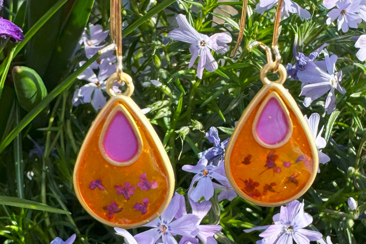 Earrings in Pink and Orange
