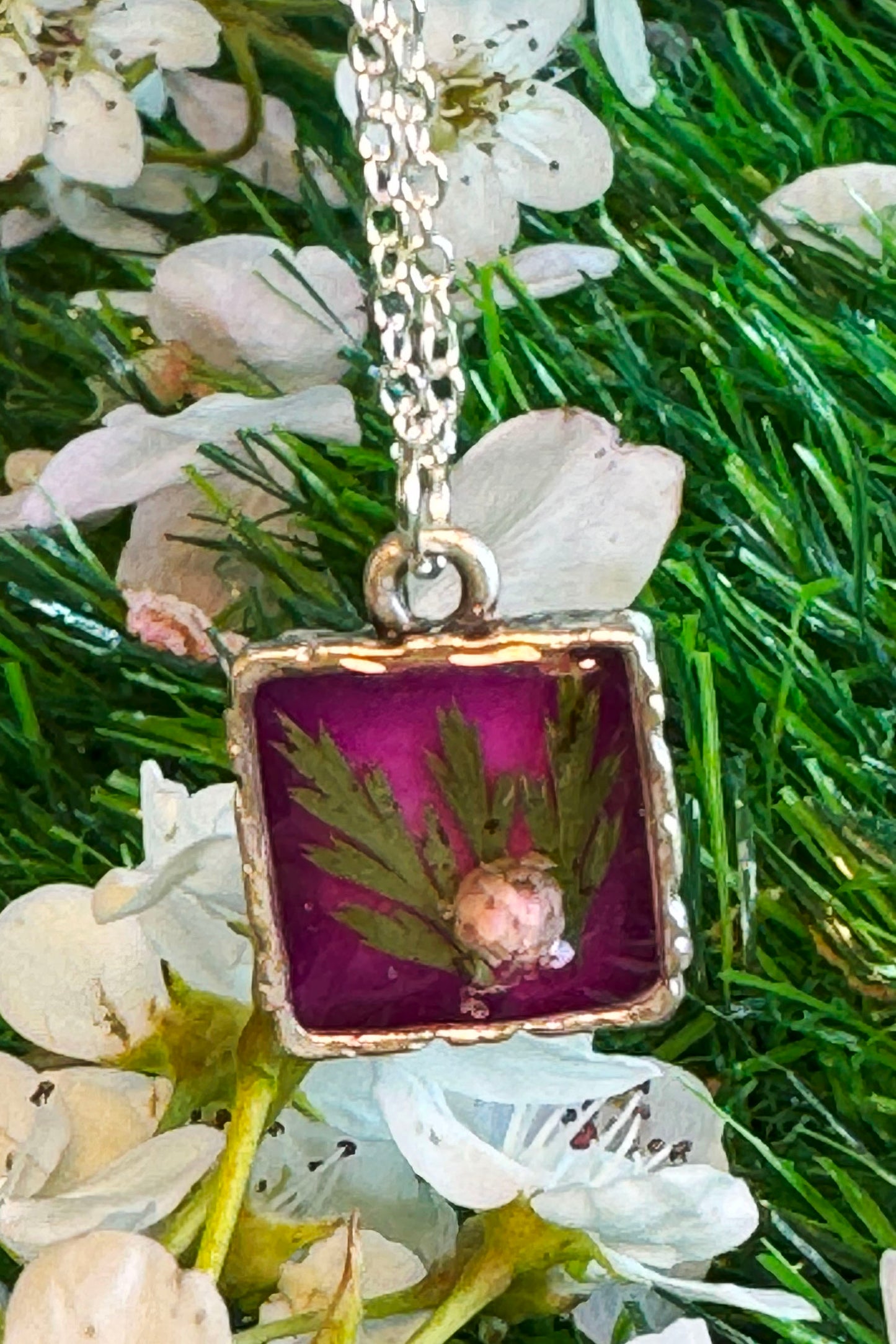 Tiny Square Dark Pink Pendant