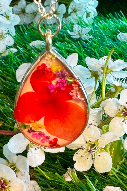 Red Hydrangea Pendant