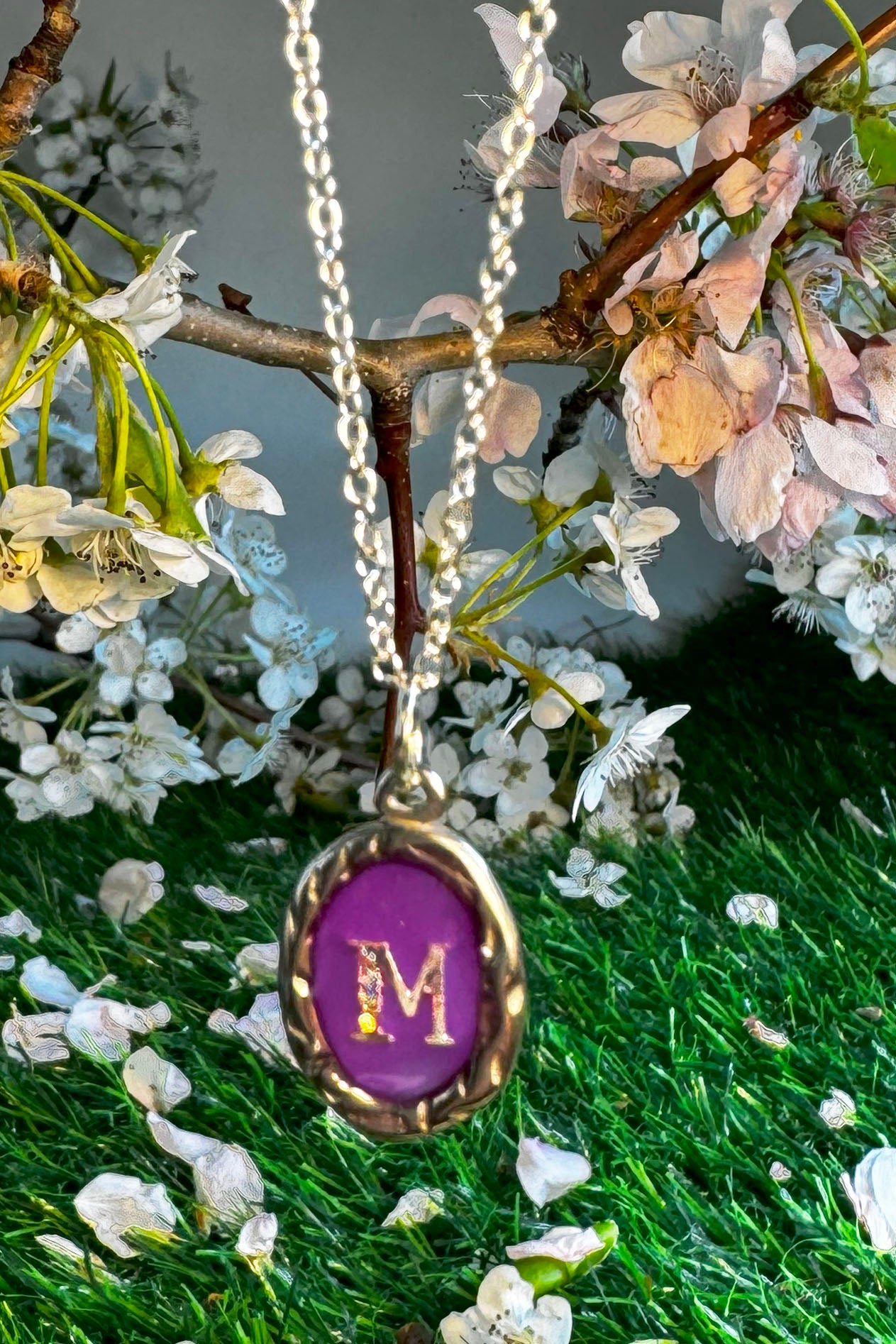 Lavender Initial Necklace