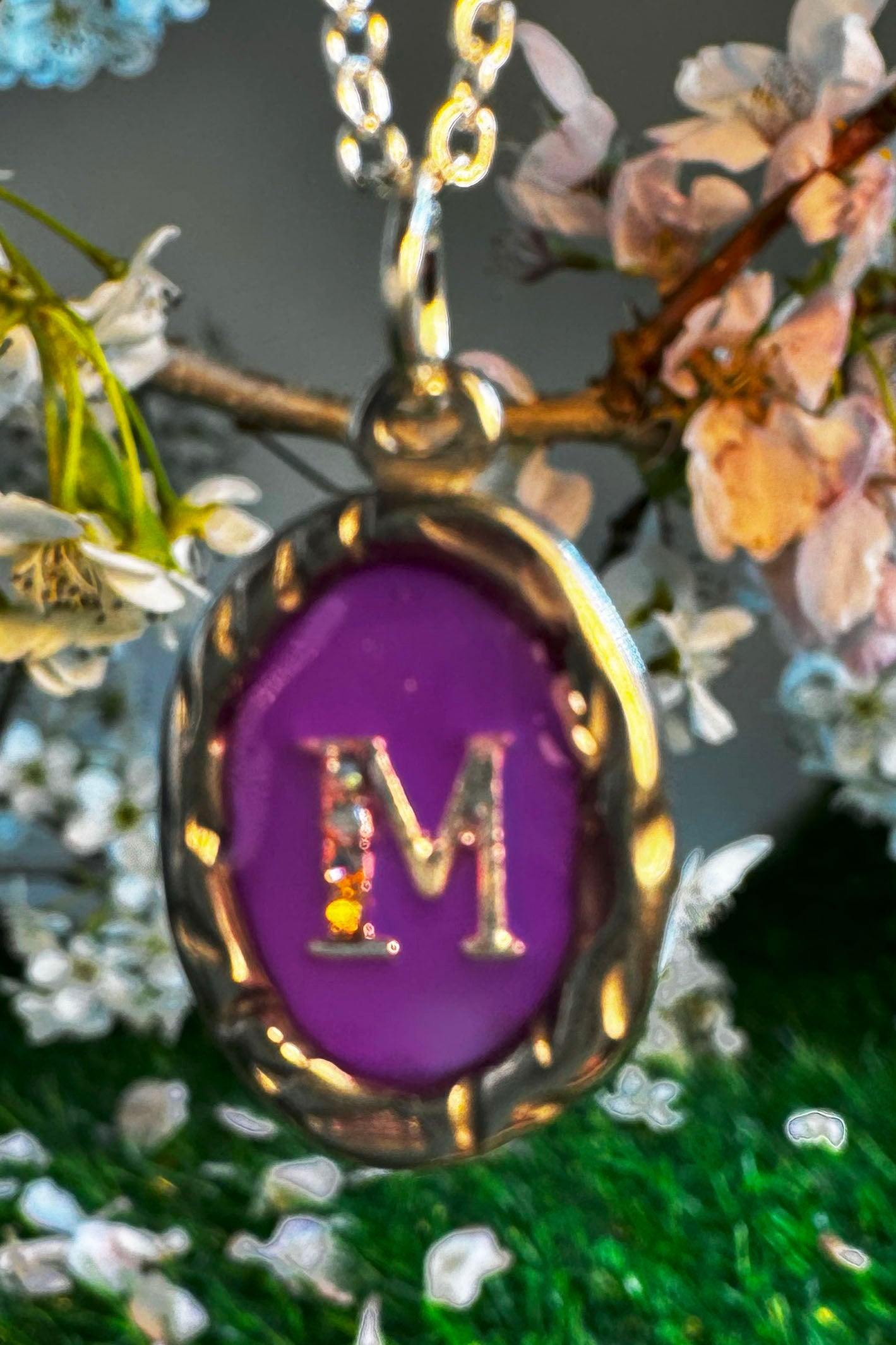 Lavender Initial Necklace