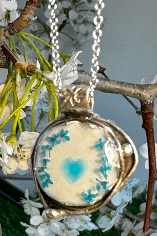 Blue and White Breast Milk Pendant   Custom Only