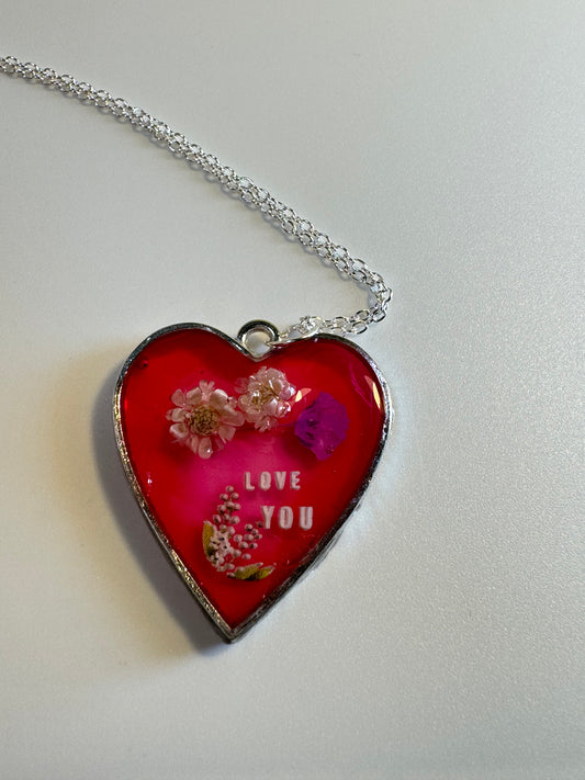 Red Heart "Love You" Pendant