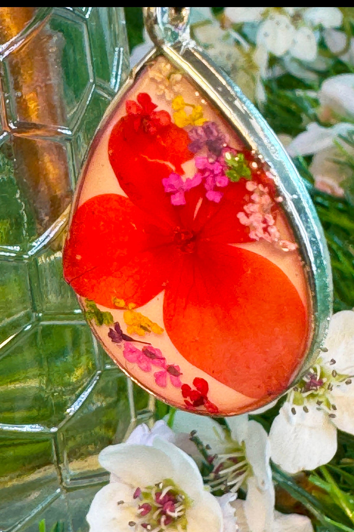 Red Hydrangea Pendant