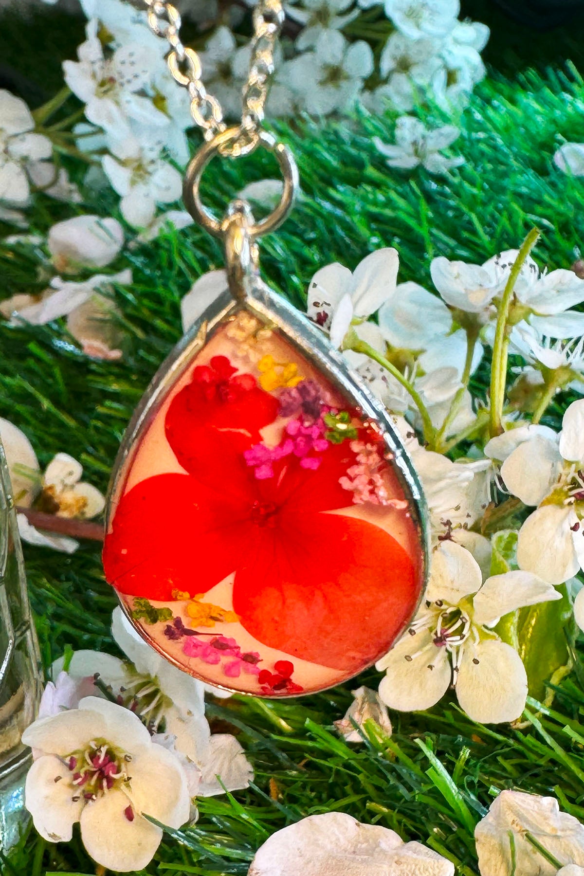 Red Hydrangea Pendant