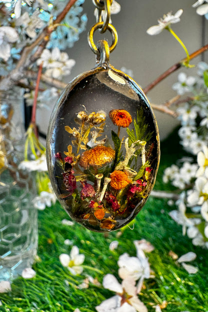 Stunning Forest Mushroom Pendant with Lichen and Forest Finds
